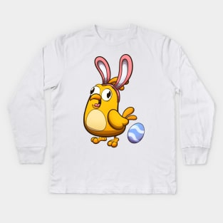 Cute Little Easter Chick With Bunny Ears Kids Long Sleeve T-Shirt